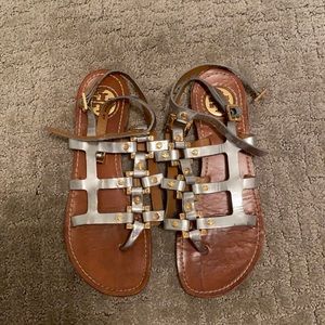 Tory Burch silver and gold sandals